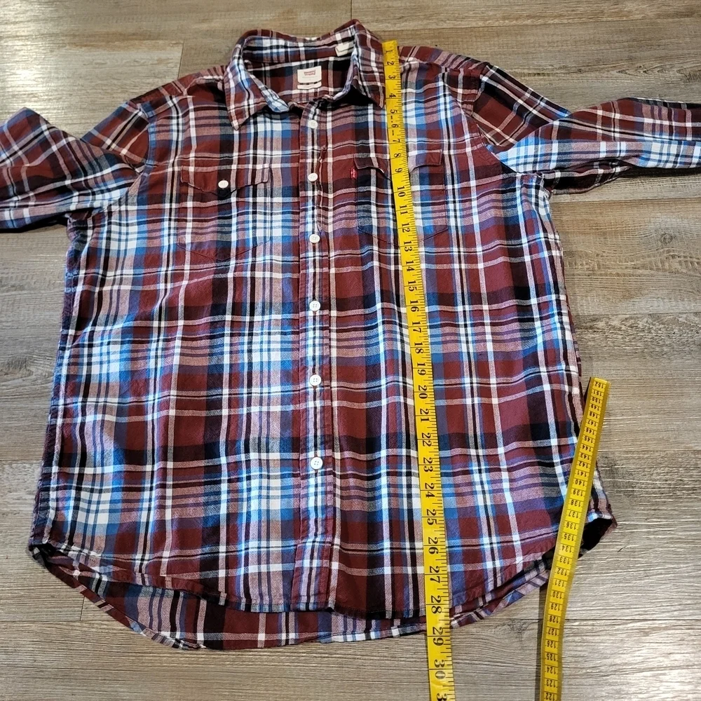 LEVI's Standard Fit Western Flannel Long Sleeve Button Up Shirt Mens Size Large